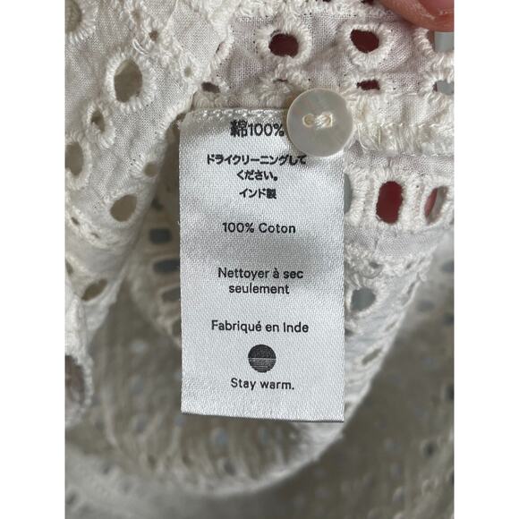 WARM Women's Eyelet Embroidered Long Sleeve Cotton Blouse Sz 3/L Peasant Boho - Picture 9 of 11